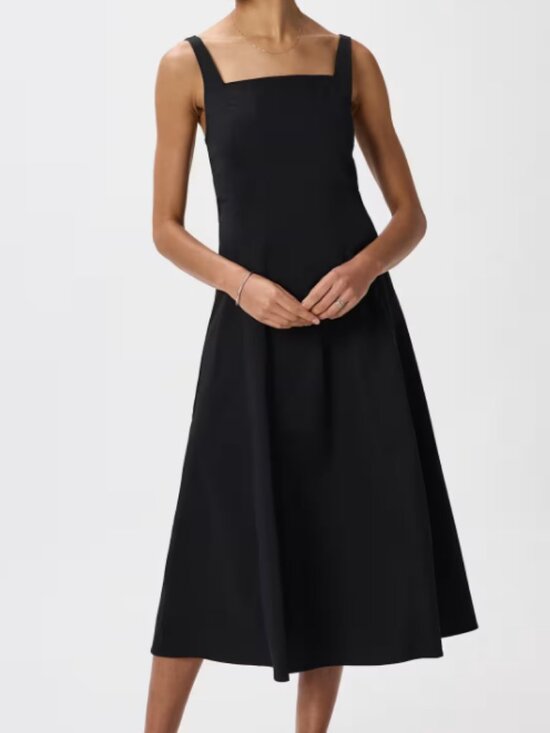 Quince Dresses & Skirts - Quince Stretch Twill Fit & Flare Midi Dress Black XL NWT